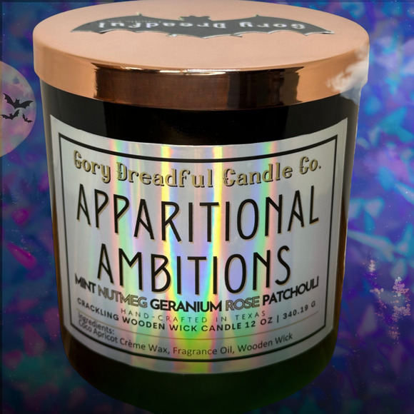 Apparitional Ambitions Crackling Wood Wick Candle: Mint/Nutmeg/Floral/Patchouli - Picture 7 of 10